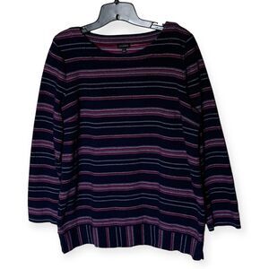 Talbots Blue Stripe Long Sleeve Cotton Blend Pullover Sweater Tunic Size Large